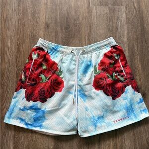 YoungLA Men’s Mesh Shorts - Red Roses